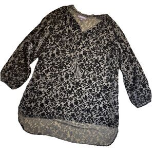 Roaman’s 16W Women’s Black Sheer Crushed Velvet Shirt